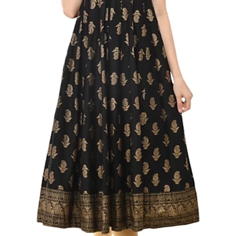 Poshak Black Ethnic Kurti with Golden block prints - Size M - Picture 5 of 5